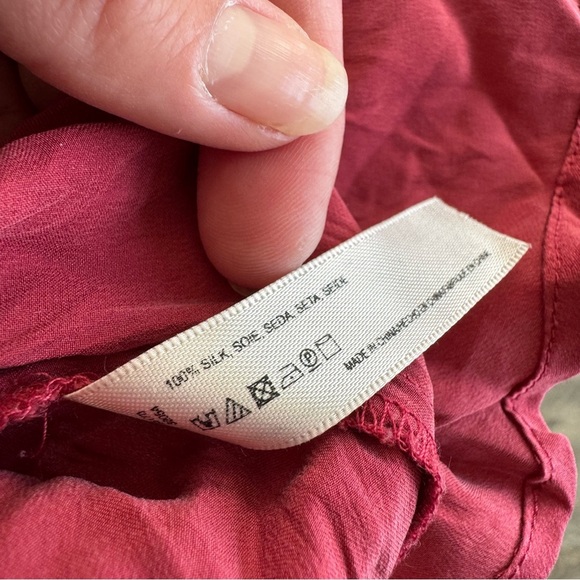 Anthropologie Floreat Silk Elegant Burgundy Spaghetti Strap Tann Top - Picture 8 of 12